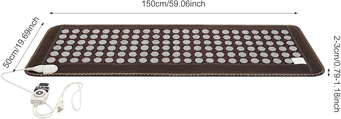 20 x 59 Inch Infrared Heating Pads for Full Back, 138 Pieces Natural Jade Electric Heating Pad for Back Neck Shoulder Fast Pain Relief (Brown)