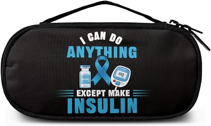 Rnyleeg I Can Do Anythings Diabetic Bags for Supplies Black Insulin Cooler Travel Case Portable Diabetic Travel Case for Insulin Pens Diabetes Supply Case with Handle&Zipper