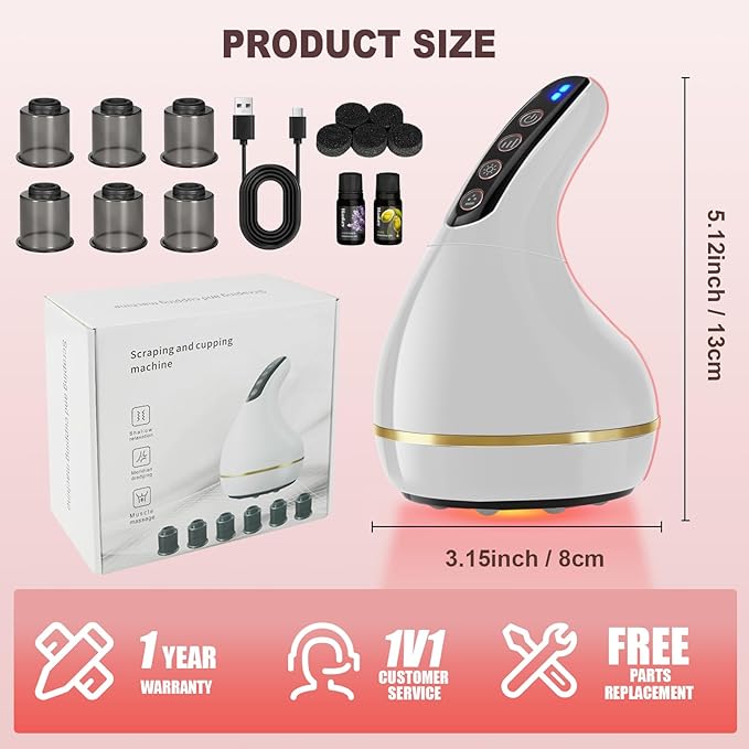 Upgrade 8-in-1 Cupping Kit for Massage Therapy【TOP.1 Germany Control System-100% Smart Massage】【Gua Sha +Red Light Therapy】【NO.1 Split Design】Cupping Set for Targeted Pain Relief,Knots (White)