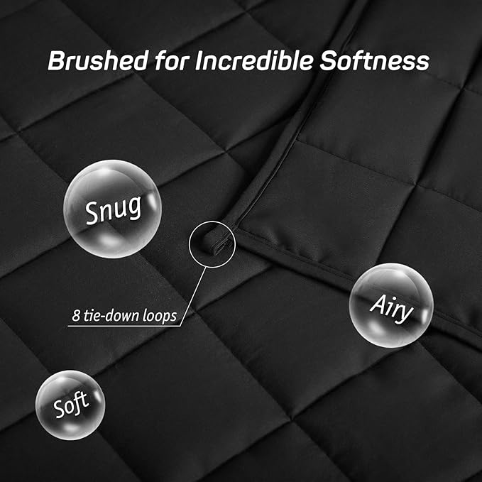 Weighted Blanket for Adults 15lbs, Queen Size Heavy Blanket for 125-180lbs, Weighted Throw Blanket with Premium Glass Beads, Soft Thick Blanket for Adult All-Season, 60 x 80 inches, Black