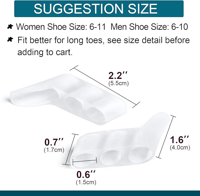 Povihome 10 Pack Pinky Toe Separator and Protectors, Triple Gel Toe Separators for Overlapping Toe, Curled Pinky Toes Separate and Protect