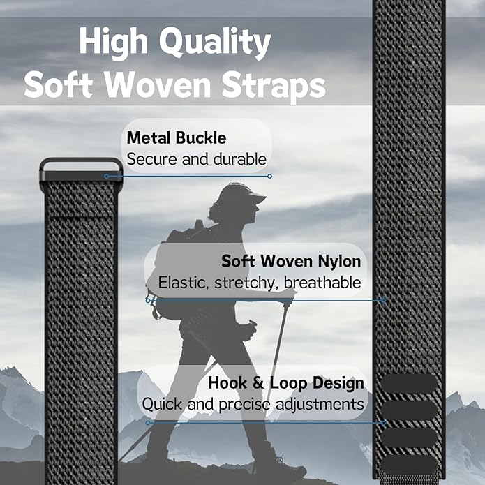 Vanet Nylon Straps Compatible for Polar Loop Bands/Polar 360 Replacement, Elastic Woven Strap Breathable Sport Adjustable Stretchy Braided Hook & Loop Wristbands for Visible Armband 2.0 [NO Tracker]