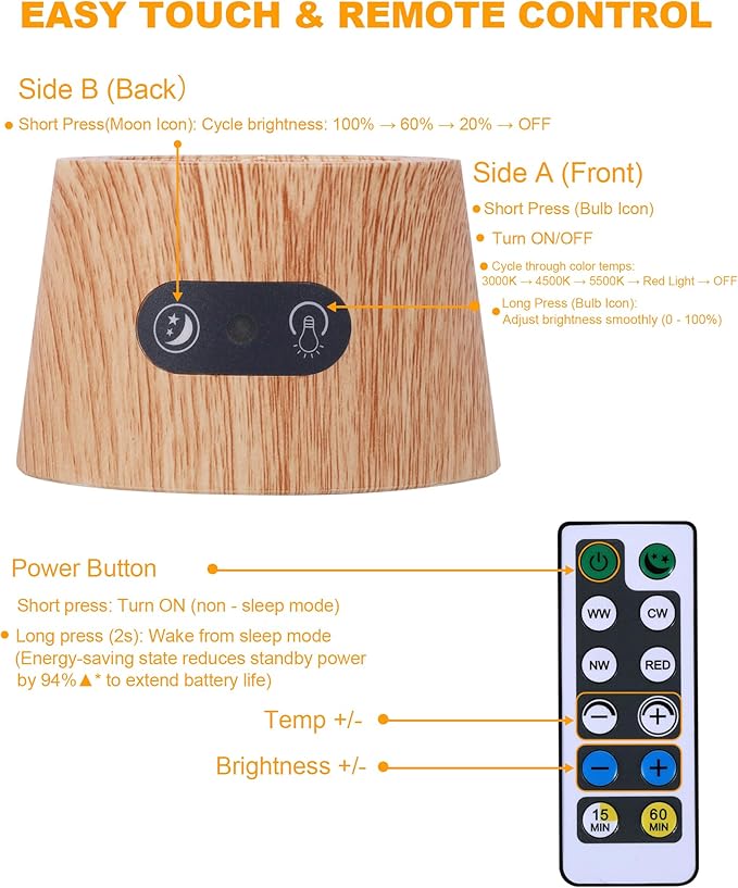 Aoife 2Pack 670nm Red Light Therapy Lamp for Sleep, LED Wall Sconce Lights Lamp with 360°Rotation Lighting Touch and Remote Control, Amber Night Light with 3 Brightness for Bedroom Reading Bedside