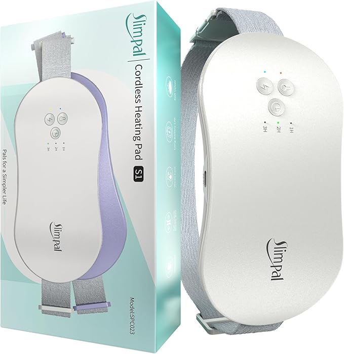 Slimpal Portable Heating Pad for Period Cramps, Electric Cordless Wearable Heat Pad Belt for Menstrual Cramps Relief, 3 Timer Auto Off Setting, Stocking Stuffers Gifts Her Women Girl, Beige