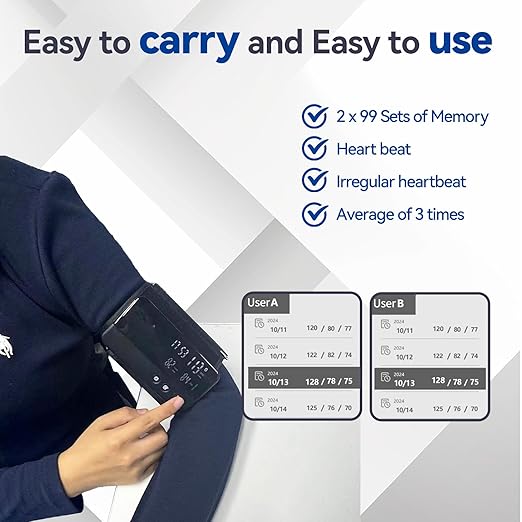 Wireless Blood Pressure Monitor Upper Arm Bluetooth Blood Pressure Machine, Ultralight Portable Rechargeable Blood Pressure Monitor, App Enabled iOS/Android BP Machine Cuff