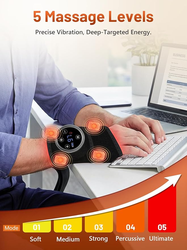 Upgraded 2.0 Red Light Therapy for Hands Wrist with Heat & Massage, 3000mAh Wireless Controller, Infrared & Red Light Wrist Brace & Hands Wrap Pad for Knee Ankle Foot Joint Faster Recovery Pain Relief