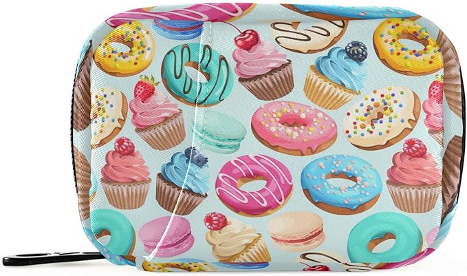 Pill Box Cake Print 7 Day Pill Case Travel Pill Organizer Bag with Zipper Portable Weekly Vitamin Medicine Supplement Holder Pouch Bag
