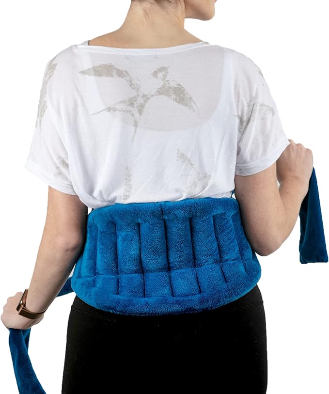 Microwavable Heating Pad for Back Pain Relief – Moist Heat Pack for Neck & Shoulders – Microwave Wheat Bag with Long Ties – Reusable Hot Cold Therapy Wrap for Cramps, Stress & Muscle Relaxation M 71”