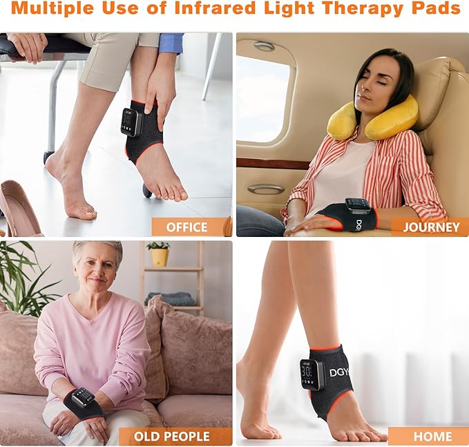 TUOB Red Light Therapy for Ankle Pain Relief, 660nm & 850nm Near Infrared Light Therapy Wrap for Ankle, Elbow, Wrist Joint Pain Relief and Muscle Relax