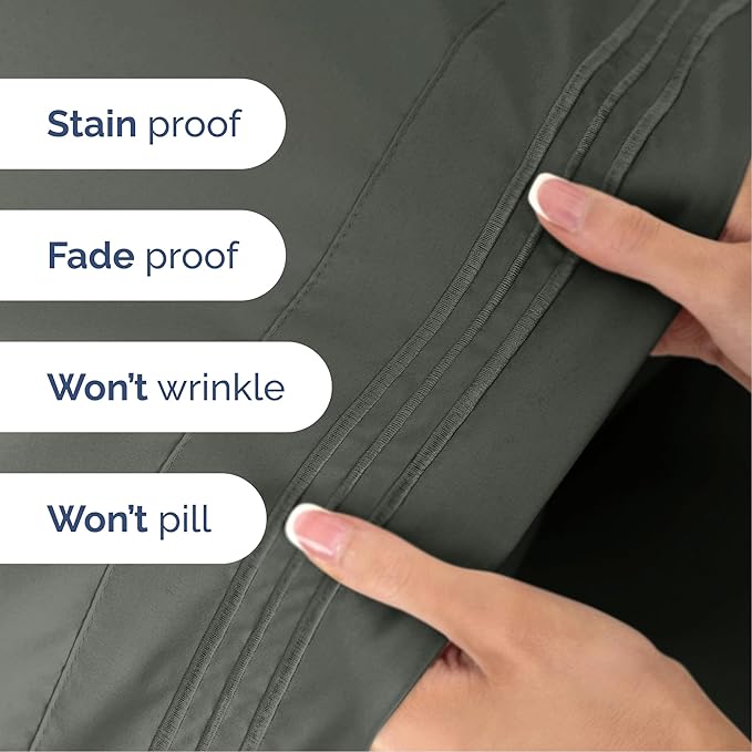 Queen Size 4 Piece Sheet Set - Extra Soft, Breathable And Cooling Sheets - Hotel Luxury Bed Sheets for Women & Men - Deep Pockets, Easy-Fit & Wrinkle-Free Sheets - Dark Slate Grey Oeko-Tex Bed Sheets