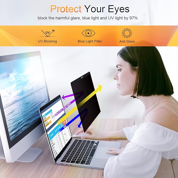 Mamol Magnetic Privacy Screen for MacBook Pro 13 Inch(2016-2022, M1, M2), Anti Glare Blue Light Filter with Camera Cover, Anti Spy Laptop Screen Protector
