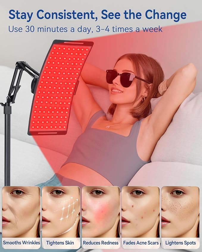 KingPavonini Red Light Therapy for Body, 2-in-1 Red Light Therapy Lamp Convertible to Wearable Belt, 9 Modes, 660nm Red & 850nm Infrared Light Therapy for Face Back Waist Knee, Muscle Recovery