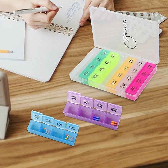 Qenixo® Pill Medicine Organizer 7-Day-Weekly Pill Case 28 Days