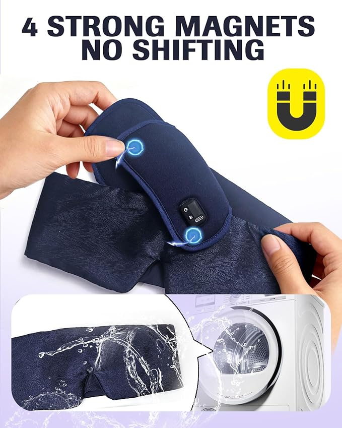 COMOIL 2500mah Cordless Heated Eye Mask for Dry Eyes, 35-65℃ Stepless Precision Warm Eye Compress,Eye Care Heating Pad for Migraine Blepharitis,6 Timers,Washable Heating Pad for Eye Care