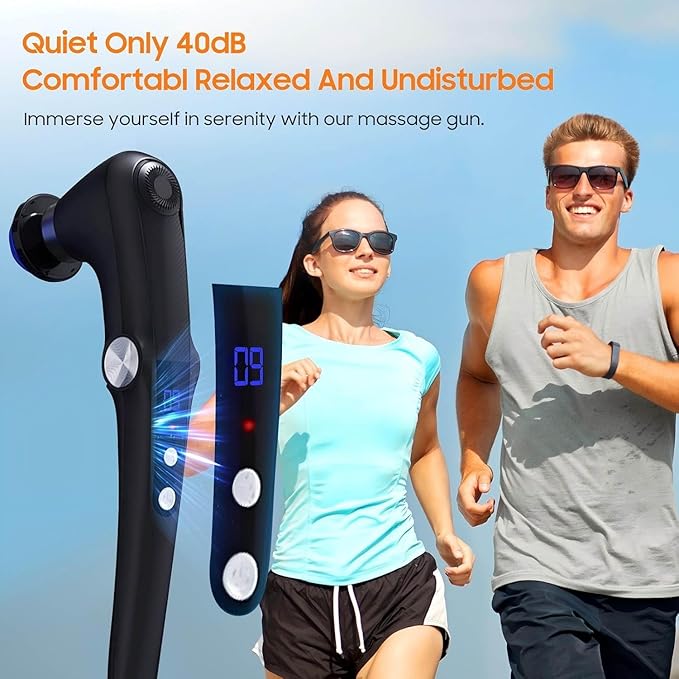 Massage Gun with 10 Replacement Heads, Massage Gun with Heat, Back Massager for Pain Relief Deep Tissue, Massager for Shoulder & Back Muscle Recovery, (Black)