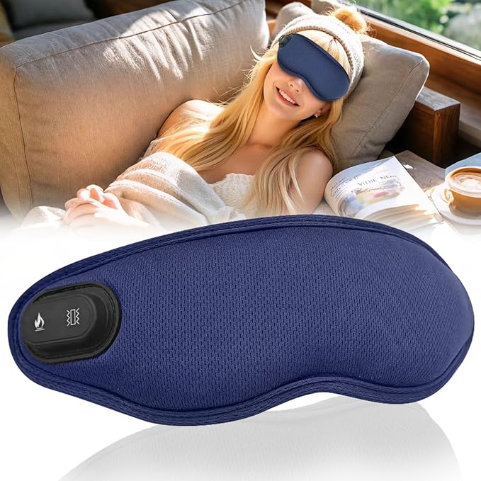 Upgraded Cordless Heated Eye Massager with 3 Temperature, 3 Vibrating Heating Sleeping Mask for Men Women Kids -USB Charing Heated Eye Mask Electric for Dry Eyes, Relax,Travel