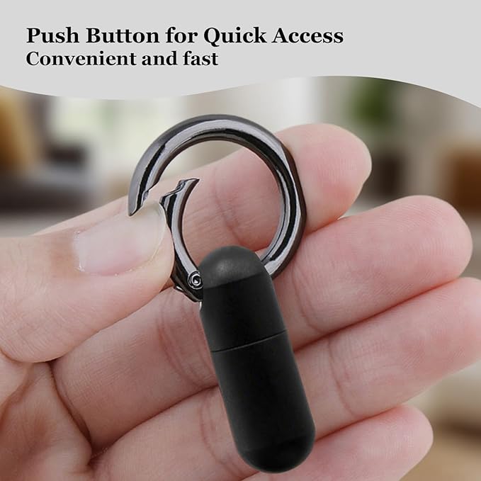 Keychain Pill Holder Mini - Titanium,Pill Case Travel Waterproof, Portable Tiny Pill Organizer for Camping and Hiking Outdoor Pill Box (Black)