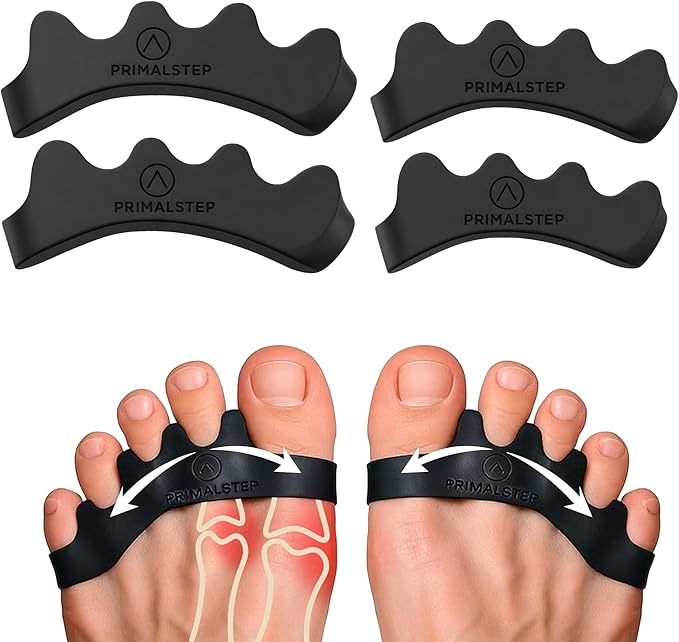 VYCE PrimalStep Toe Separators, Spreaders, Spacers, Straightener to Correct Toes for Men and Women, Bunion Corrector, Plantar Fasciitis and Athletic Mobility, 2 Pairs, S/M, Large
