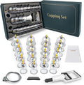 Cupping Kit for Massage Therapy - 24 Cups Professional Massage Cups Set with Manual Pump, Vacuum Cupping Therapy Set for Cellulite Reduction Muscle Pain Relief