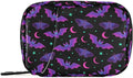 Travel Pill Organizer Bag Weekly Pill Organizer Case Goth Purple Bat Gothic Portable Small Daily Pill Boxes for Vitamin Fish Oils Supplement Holder with Zipper Compact Size