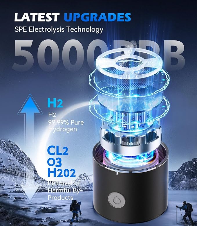 4.0 Upgrade Hydrogen Water Bottle & Hydrogen Absorption 【SGS Certification - 5000PPB】【NO.1-100% Odorless】 Hydrogen Water Bottle - 2025 SPE PEM Technique, Double Hydrogen Content 2PCS