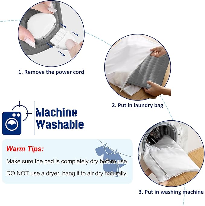 40"X20" Electric Heating pad with 6 Heat Settings, Auto Shut Off, Dark Gray Dry Electric Heating for Back Neck Knee Arms Legs Shoulder Heat Pads for Christmas Birthday Father's Day Mother's Day