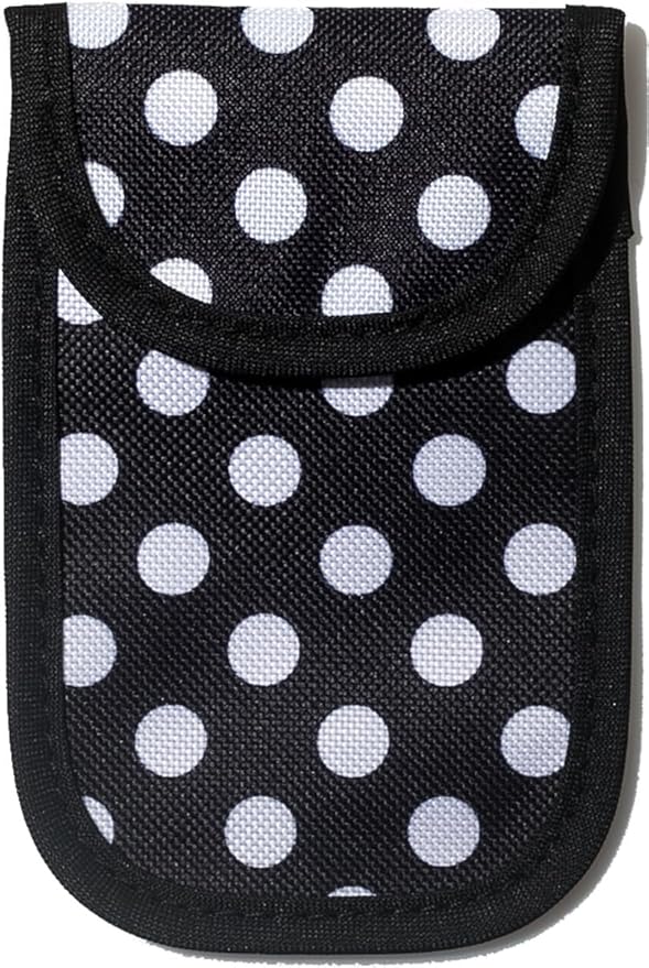 DQL faraday key fob protector, key fob signal blocker, faraday pouch, faraday bag for key fob, key signal blocker (Polka Dots)