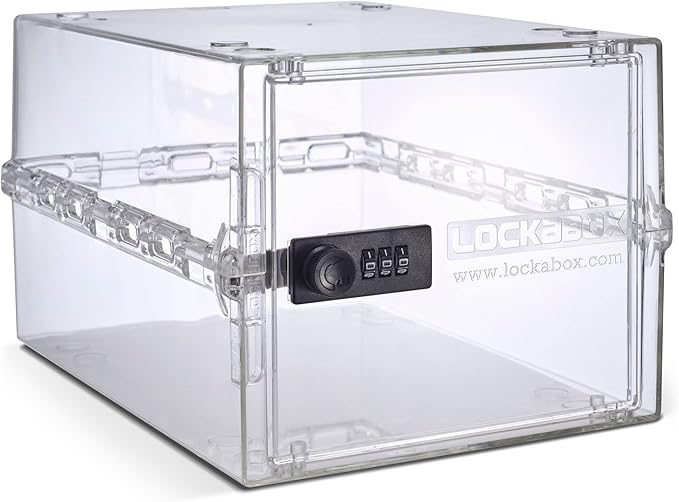 Lockabox One™ | Premium Lock Box | Medium Combination Lock Box For Food, Medicine & Home Safety | External Size 12 x 8 x 6.6 inches (Crystal)