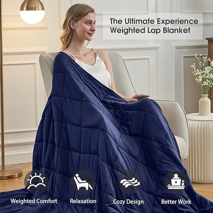 Navy Blue Weighted Blanket for Adults 12lbs, 60"x80", Queen Size Cooling Heavy Throw Blanket for 110-130lbs, Microfiber Soft Thick Big Blankets Weighted Comforter Gift for Sleeping