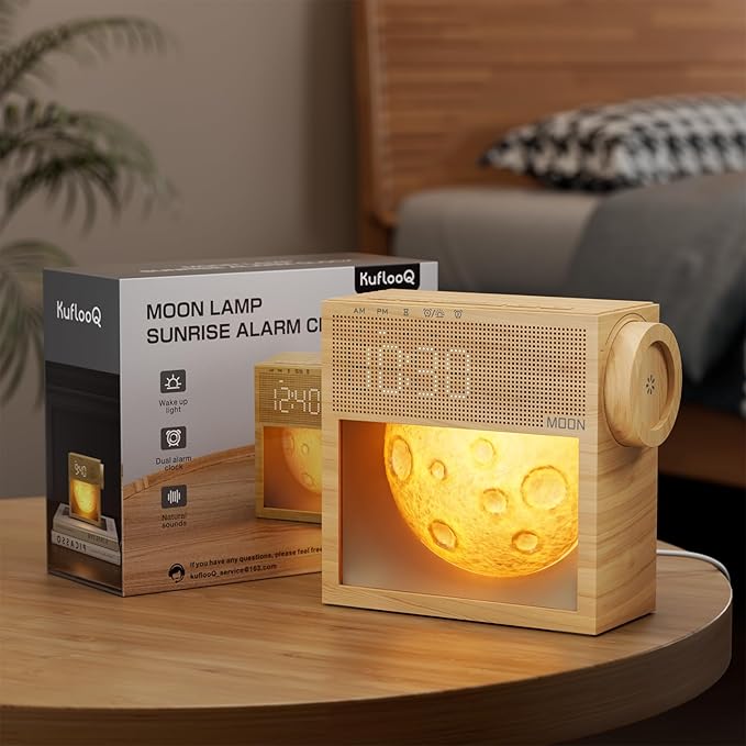 Sound Machine Alarm Clock with Sunrise Gentle Wake-Up Light, White Noise Machine with 20 Soothing Sounds for Sleeping, Dual Alarms, Snooze, Timer, Dimm Night Light for Bedroom, Sleep Gifts for Women