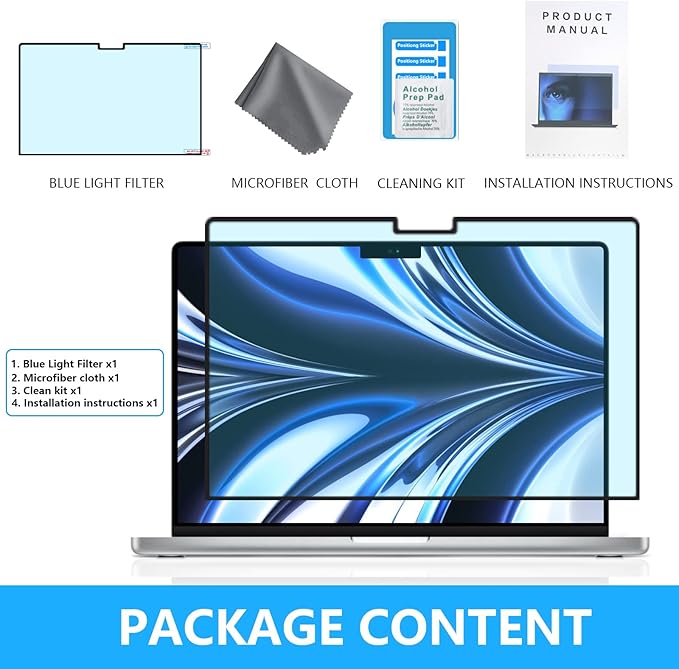 FILMEXT Macbook Pro 14 inch Screen Protector 2026-2021 M5 M4 M3 M2 M1 A3185 A3112 A3401 A2918 A2992 A2779 A2442,Bubble Free Blue Light Screen Filter for Macbook Pro 14.2" -Eye Care/Anti-Glare-Matte