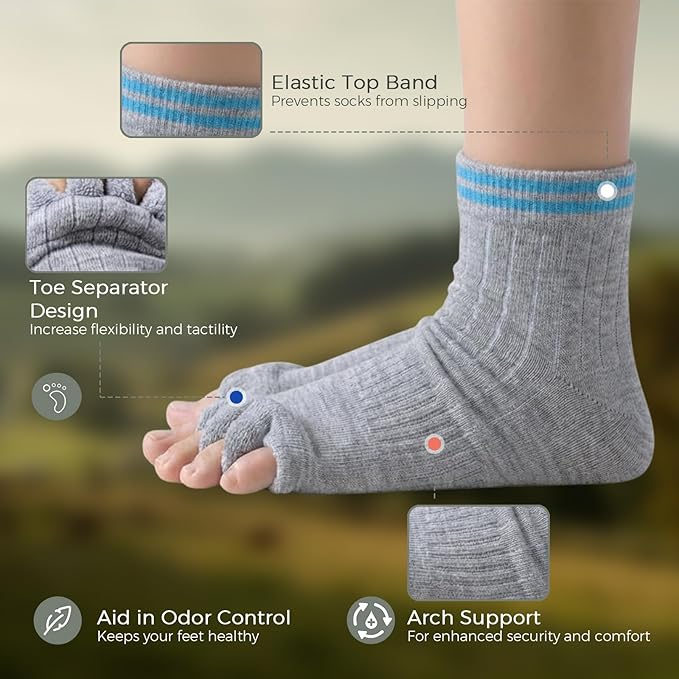 Toe Separator Socks,Foot Alignment Sock for Health Care, Pain Relief, Bunion Corrector, Breathable Toe Socks