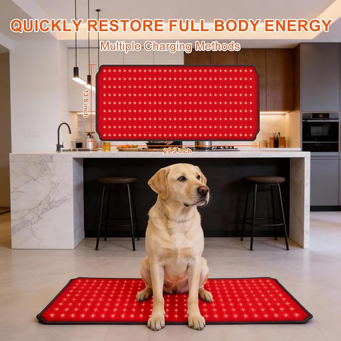 29.5"*13.8" Red Light Therapy Pad for Dogs Body, 270 LEDs Redlight Therapy Wrap with Timer, Heating Mat Products with Band for Back Belly Leg Knee Thigh, Gifts for Men, Women, Pets Dog