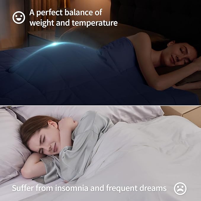 Weighted Blanket Queen/King Size (80"x87" 17lbs),Ultra Soft and Cozy Cooling Weighted Blanket for Adult,Heavy Blanket with Machine Washable Soft Blanket, Blue