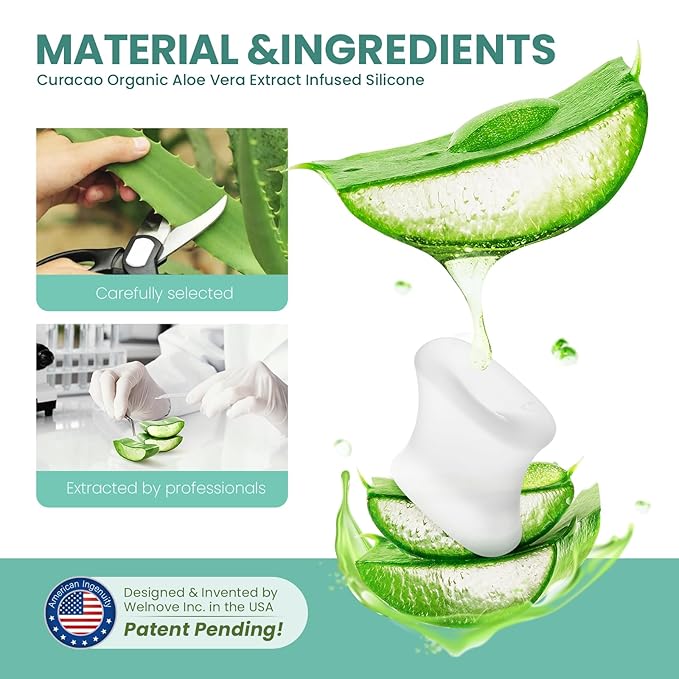 Welnove Upgraded Gel Toe Separators – 8-Pack Aloe Vera Extract Infused Silicone Toe Spacers for Straightening Overlapping Toes, Calluses – Bunion Corrector for Men and Women (Large, Clear)