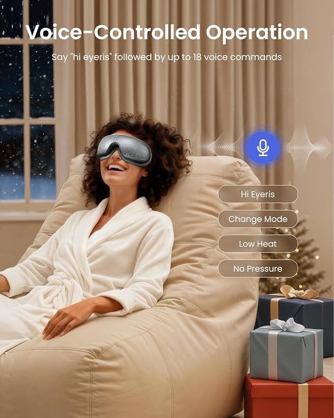 RENPHO Limited Edition Eye Massager with Heat and Cooling Voice Control, FSA Eligible HSA Mothers Day Birthday Gifts for Mom Women Men Her Him, Eye Mask for Migraines Relief, Eyeris 3 Reduce Dry Eyes
