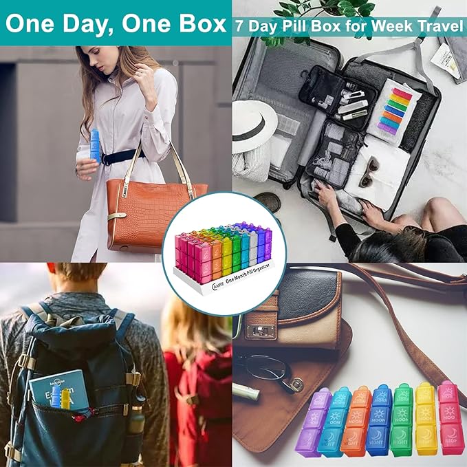 Monthly Pill Organizer 31 Day 3 Times a Day – One Month Pill Box for Medications, Fish Oil, Vitamins & Supplements – 30 Day Daily Pill Case Organizer