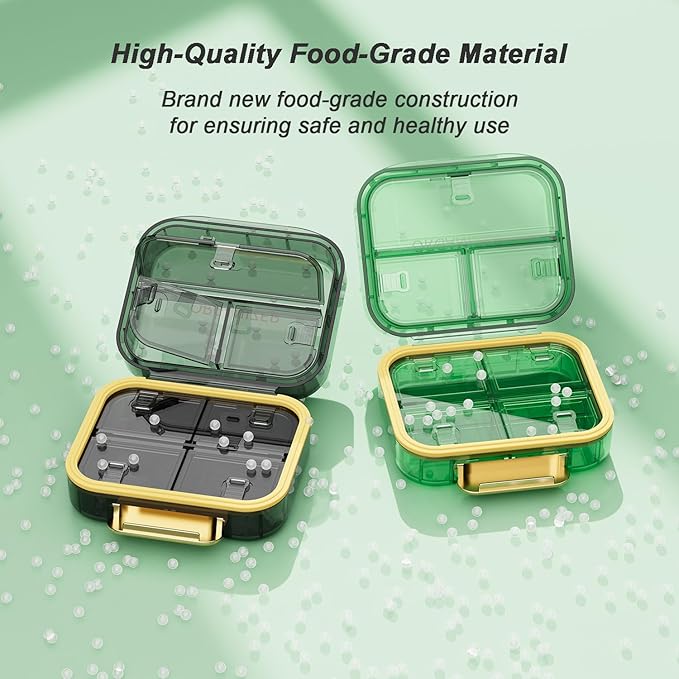 Portable Travel Pill Organizer with 7 Compartments - Perfect Weekly Pill Case Waterproof Pill Box for Daily Vitamins and Medicine, Small Pill Container for Pocket Purse (Blue)