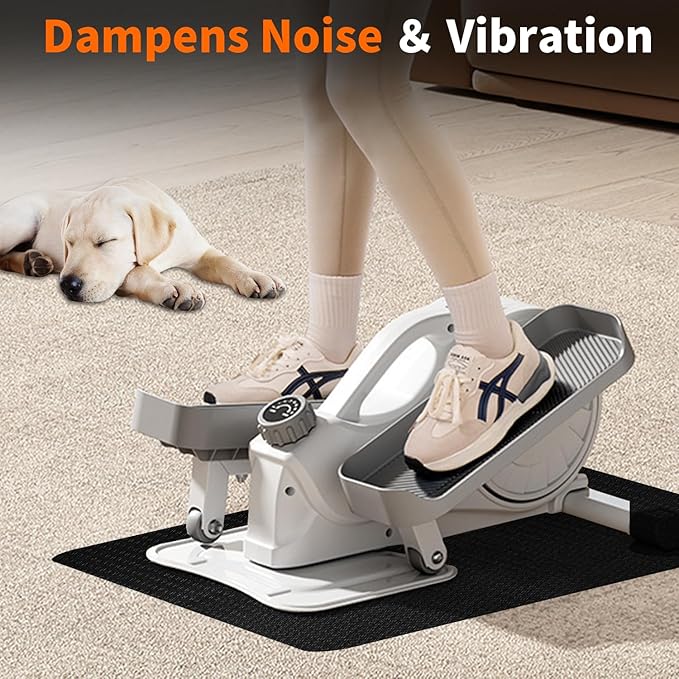 Double-Sided Non-Slip Workout Mat for Elliptical Machine, 23.6" x 17" Stepper Mat for Under Desk Ellipticals & Pedal Exercisers, Stability & Floor Protection, Compatible with Vibration Plate