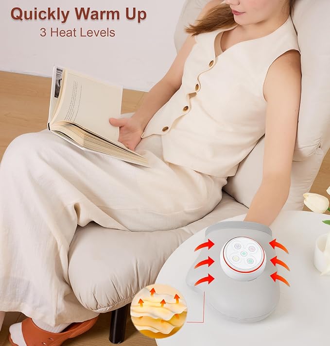 Hand Massager with Heat and Compression, Cordless Hand Massager for Arthritis and Carpal Tunnel, Finger and Palm Massage Machine for Pain Relief, 5 Massage Modes, 3 Heat Levels, Gift for Women Mom