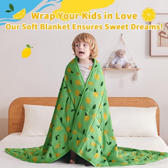 anfie Weighted Blanket Kids (50"x60" 5lbs), Weighted Blanket Cooling Blanket for Sleeping,Throw Size Breathable Blanket with Premium Glass Bead(Lime Green)