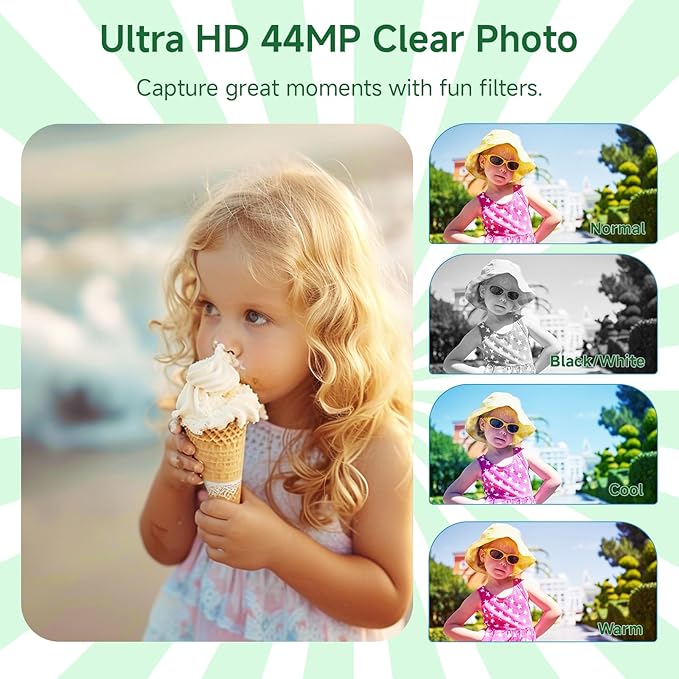 Digital Camera, FHD 4K Autofocus Compact Digital Cameras for Teens, Green Point and Shoot Camera for Kids with 16X Zoom, 64GB SD Card, 2026 Upgraded Small Digital Camera for Boys Girls Teens Kids Gift