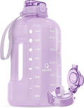 AQUAFIT 1 Gallon Water Bottle with Time Marker - Straw & Chug Lid - BPA Free Gym Water Bottle with Straw - Big Gallon Jug (Purple Haze, 128 oz - 2in1 Lid)