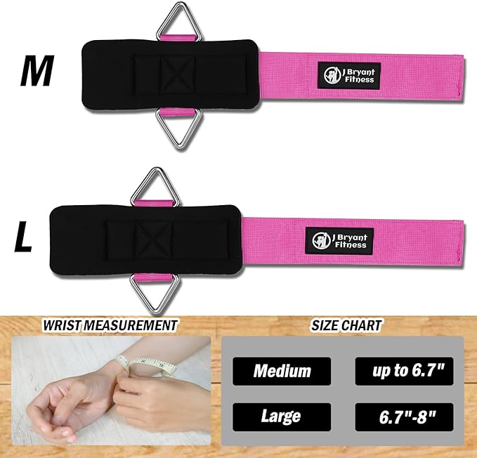 J Bryant Fitness Wrist Cuffs for Cable Machines – Heavy Duty Adjustable Wrist Straps with 7mm Neoprene Padding for Strength Training, Pull Exercises, and Forearm Support