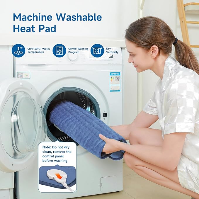 Electric Heating Pad for Neck and Shoulder and Back Muscle Pain Relief, 20"x24" Large Heating Pad 6 Heat Settings Heat pad Christma s Gifts for Men (Blue)