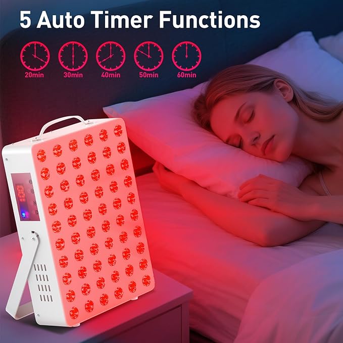 Cholas Red Light Therapy Panel for Face and Body, 150W with 60 Dual Chip LEDs, 660nm Red Light and 850nm Near Infrared, 3 Modes Adjustable Brightness and Timer, Gifts for Men Women