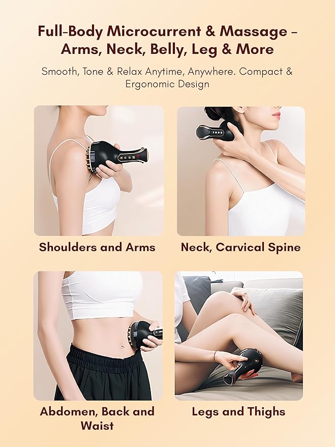 3 in 1, 35-Speed Lymphatic Drainage Massager & Anti Cellulite Message Tool with Essential Oil, Body Sculpting Machine with MicroCurrent, Light, Heat & Vibration, Fascia Blaster for Legs,Arms, Belly