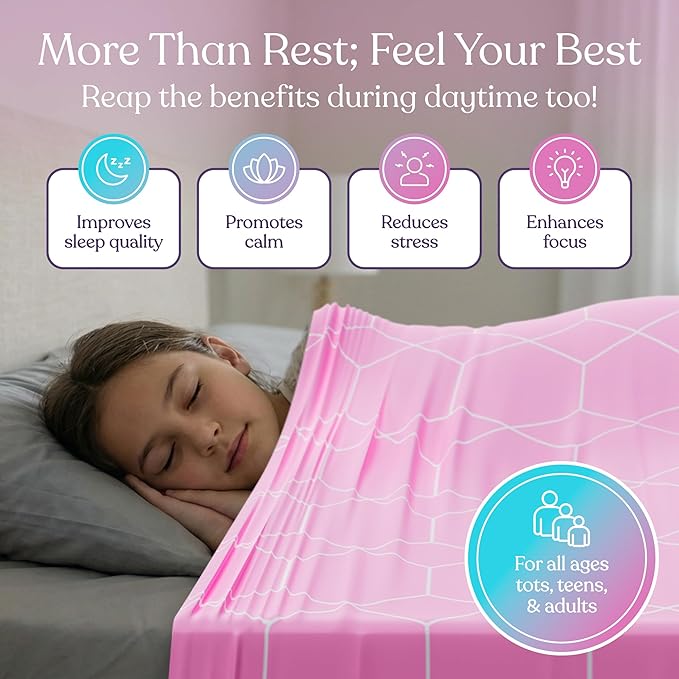 Deep Pressure Sensory Bed Sheet – Full Sensory Compression Sheet Breathable Sleep Pod Blanket for Better Sleep Support – Calming Compression Blankets for Kids and Adults Pink Teal Lavender