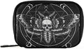 Travel Pill Organizer Bag Weekly Pill Organizer Case Goth Black Skull Moth Portable Small Daily Pill Boxes for Vitamin Fish Oils Supplement Holder with Zipper Compact Size