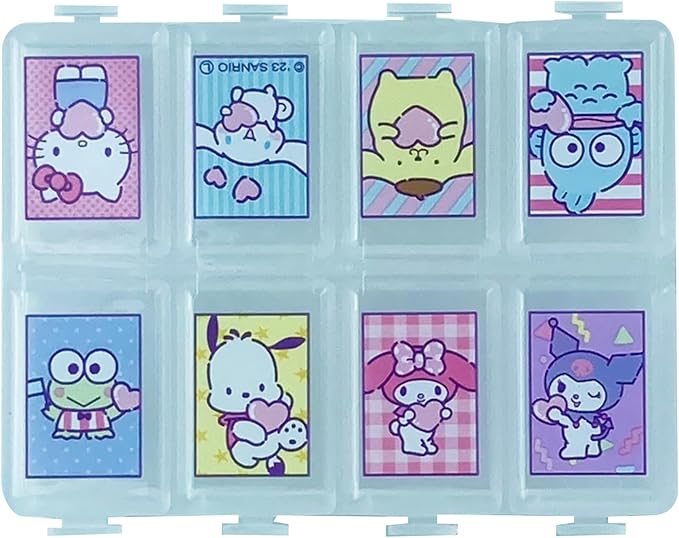 Kawaii Character Travel Pill and Accessories Organizer - Kitty, Cinnamo-roll, Little Twin Stars, and My Melody Pocket-Size (8 Pocket Division)